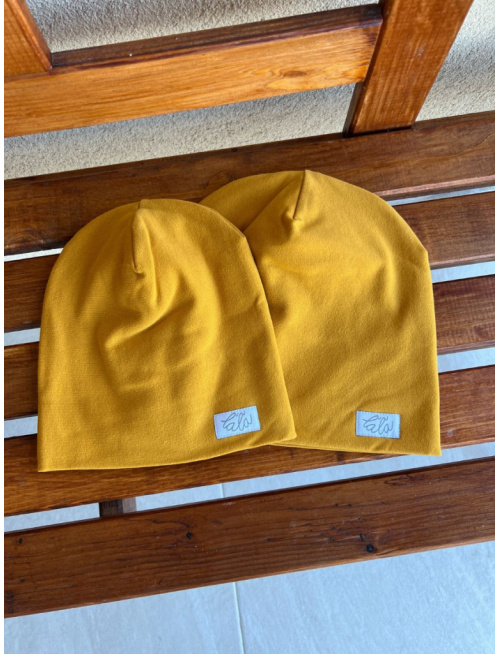 Parma šmolko čiapka - horčicová - dvojvrstvová