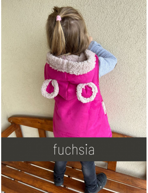 Ultra ľahká Teddy vesta s uškami - ALEX - rovno zips