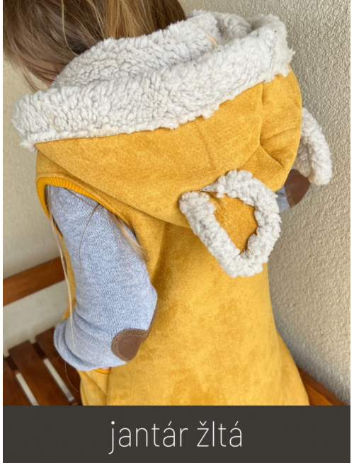 Ultra ľahká Teddy vesta s uškami - ALEX - rovno zips