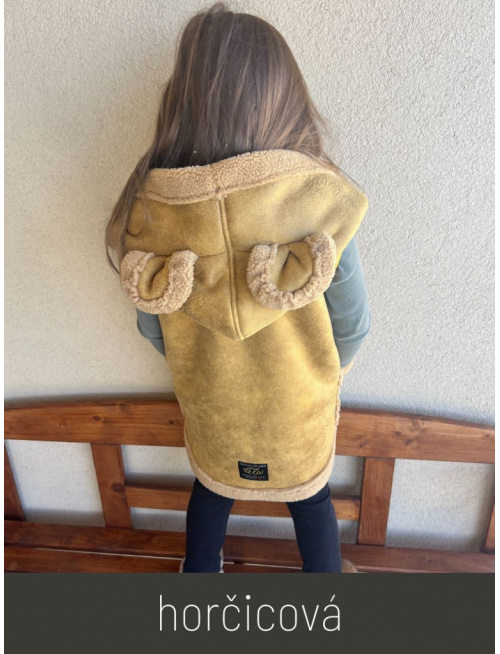 Teddy vesta s uškami - ALEX - šikmo zips