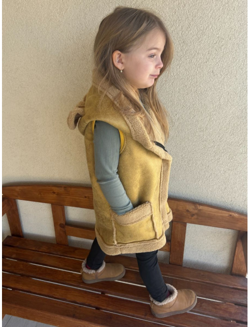 Teddy vesta s uškami - ALEX - šikmo zips