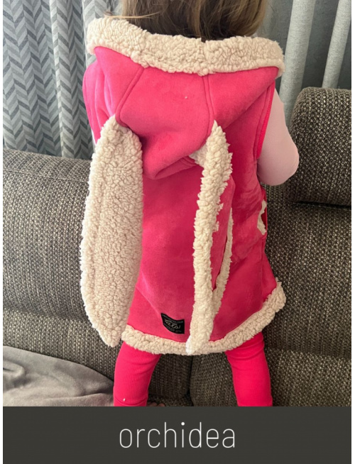 Ultra ľahká Teddy vesta s uškami - ALEX - šikmo zips