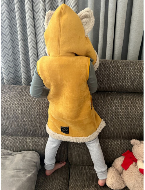 Ultra ľahká Teddy vesta s uškami - ALEX - šikmo zips