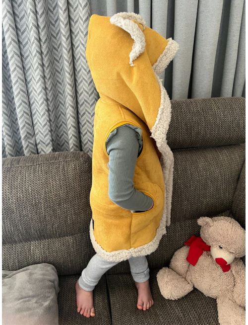 Ultra ľahká Teddy vesta s uškami - ALEX - šikmo zips