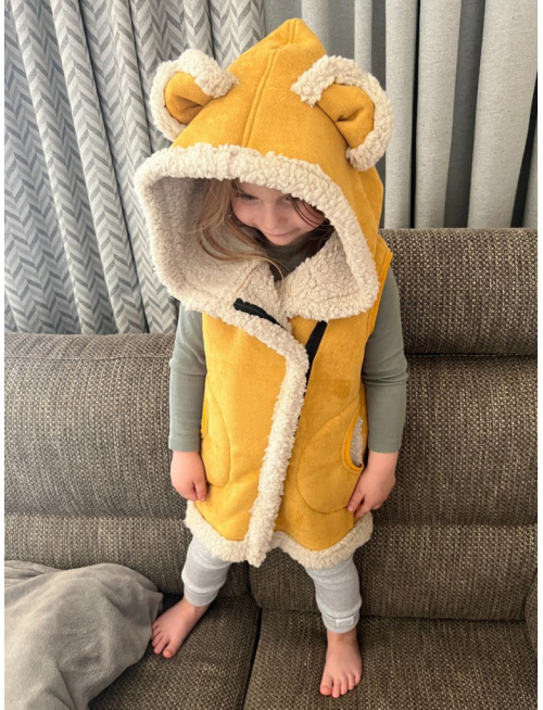 Ultra ľahká Teddy vesta s uškami - ALEX - šikmo zips