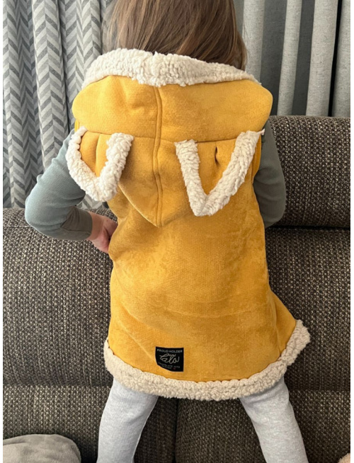 Ultra ľahká Teddy vesta s uškami - ALEX - šikmo zips