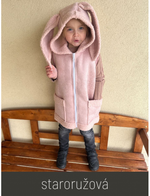 Teddy vesta s uškami - ALEX - rovno zips