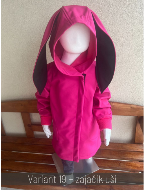 Rastúca softshell bunda ALEX so šikmozipsom a uškami - jednofarebná - jeseň/ZIMA