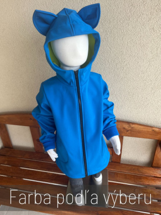 Rastúca softshell bunda s rovnozipsom, stojačikovou kapucňou a uškami - ALEX - jeseň/ZIMA