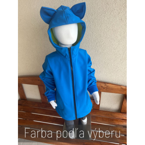 Rastúca softshell bunda s rovnozipsom, stojačikovou kapucňou a uškami - ALEX - jeseň/ZIMA