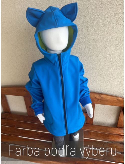 Rastúca softshell bunda s rovnozipsom, stojačikovou kapucňou a uškami - ALEX - jeseň/ZIMA