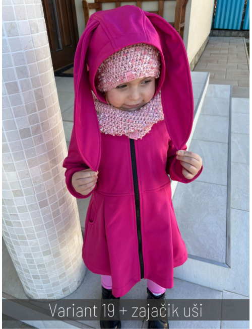 Rastúca softshell bunda s prestrihom - sukničková - RIO s uškami - jeseň/ZIMA