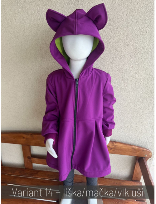 Rastúca softshell bunda s prestrihom - sukničková - RIO s uškami - jeseň/ZIMA