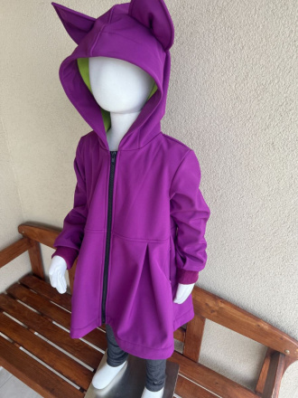 Rastúca softshell bunda s prestrihom - sukničková - RIO s uškami - jeseň/ZIMA