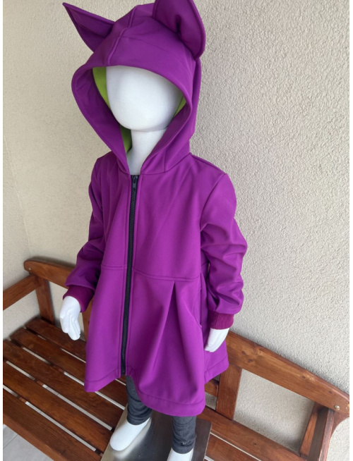 Rastúca softshell bunda s prestrihom - sukničková - RIO s uškami - jeseň/ZIMA