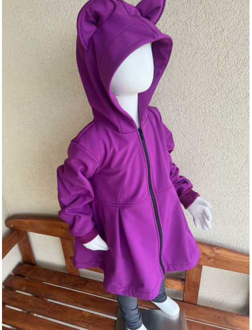 Rastúca softshell bunda s prestrihom - sukničková - RIO s uškami - jeseň/ZIMA