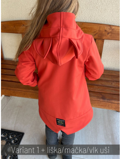 Rastúca softshell bunda so stojačikovou kapucňou - DOMI s uškami - jeseň/ZIMA