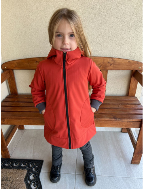 Rastúca softshell bunda so stojačikovou kapucňou - DOMI s uškami - jeseň/ZIMA