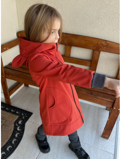 Rastúca softshell bunda so stojačikovou kapucňou - DOMI s uškami - jeseň/ZIMA