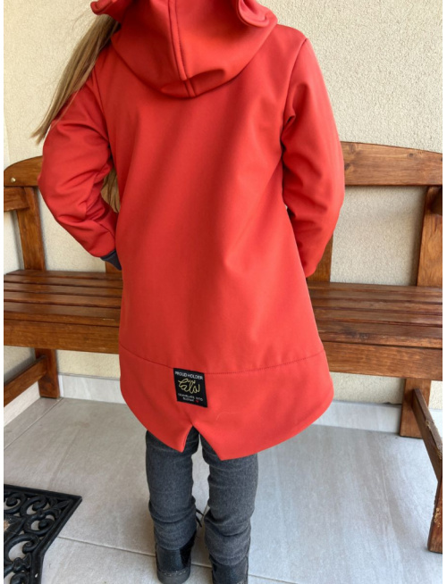 Rastúca softshell bunda so stojačikovou kapucňou - DOMI s uškami - jeseň/ZIMA