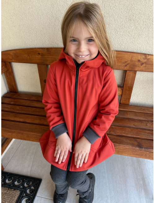 Rastúca softshell bunda so stojačikovou kapucňou - DOMI s uškami - jeseň/ZIMA