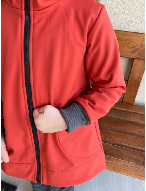 Rastúca softshell bunda so stojačikovou kapucňou - DOMI s uškami - jeseň/ZIMA