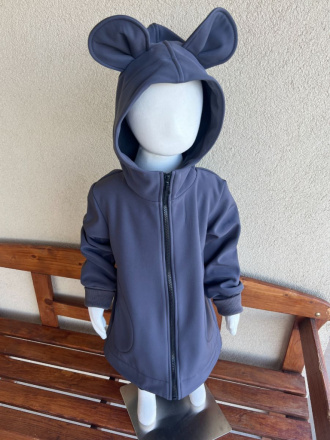 Rastúca softshell bunda so stojačikovou kapucňou - DOMI s uškami - jeseň/ZIMA