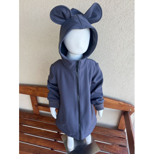 Rastúca softshell bunda so stojačikovou kapucňou - DOMI s uškami - jeseň/ZIMA