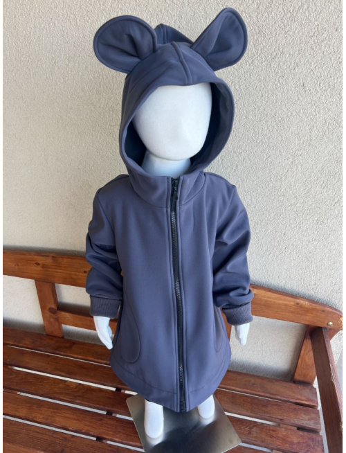 Rastúca softshell bunda so stojačikovou kapucňou - DOMI s uškami - jeseň/ZIMA