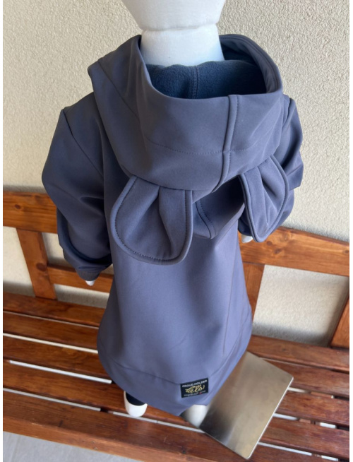 Rastúca softshell bunda so stojačikovou kapucňou - DOMI s uškami - jeseň/ZIMA