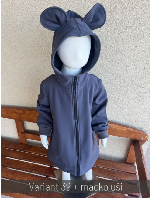 Rastúca softshell bunda so stojačikovou kapucňou - DOMI s uškami - jeseň/ZIMA