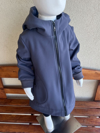 Rastúca softshell bunda so stojačikovou kapucňou - DOMI s uškami - jeseň/ZIMA