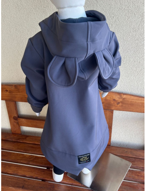 Rastúca softshell bunda so stojačikovou kapucňou - DOMI s uškami - jeseň/ZIMA