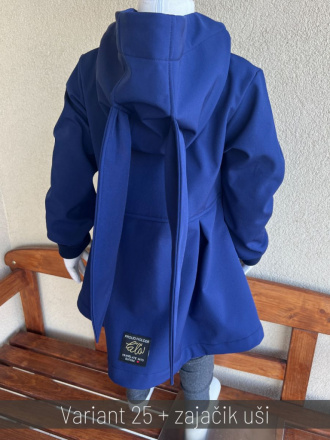 Rastúca softshell bunda s prestrihom a stojačik kapucňou - sukničková - RIO s uškami - jeseň/ZIMA