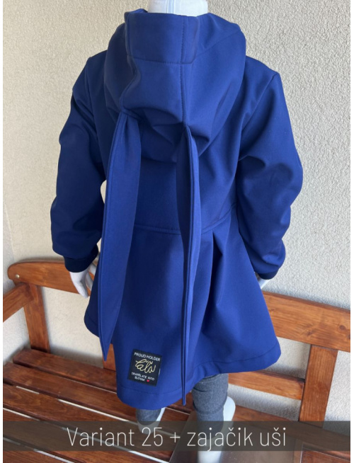 Rastúca softshell bunda s prestrihom a stojačik kapucňou - sukničková - RIO s uškami - jeseň/ZIMA