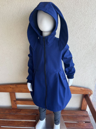 Rastúca softshell bunda s prestrihom a stojačik kapucňou - sukničková - RIO s uškami - jeseň/ZIMA