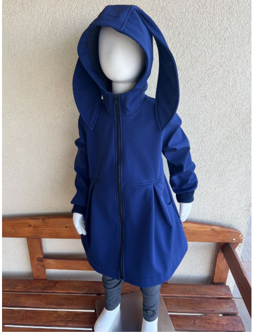 Rastúca softshell bunda s prestrihom a stojačik kapucňou - sukničková - RIO s uškami - jeseň/ZIMA