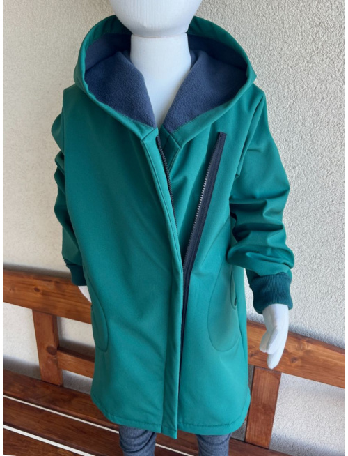 Rastúca softshell bunda ALEX so šikmozipsom a uškami - jednofarebná - jeseň/ZIMA