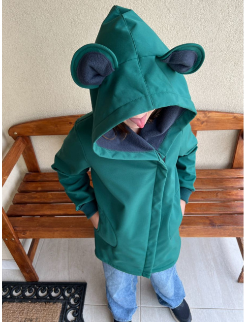 Rastúca softshell bunda ALEX so šikmozipsom a uškami - jednofarebná - jeseň/ZIMA