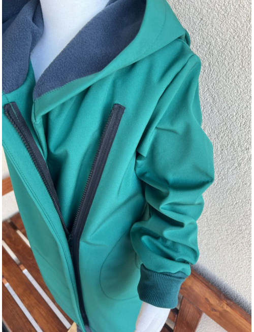 Rastúca softshell bunda ALEX so šikmozipsom a uškami - jednofarebná - jeseň/ZIMA