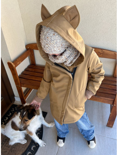 Rastúca softshell bunda ALEX so šikmozipsom a uškami - jednofarebná - jeseň/ZIMA