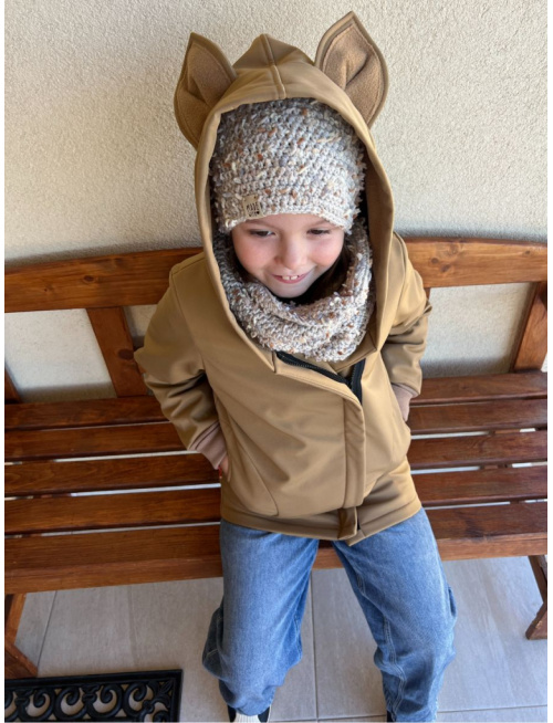 Rastúca softshell bunda ALEX so šikmozipsom a uškami - jednofarebná - jeseň/ZIMA