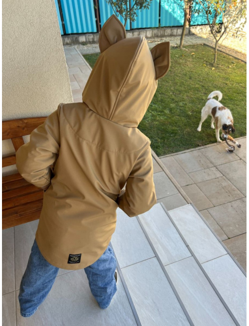 Rastúca softshell bunda ALEX so šikmozipsom a uškami - jednofarebná - jeseň/ZIMA