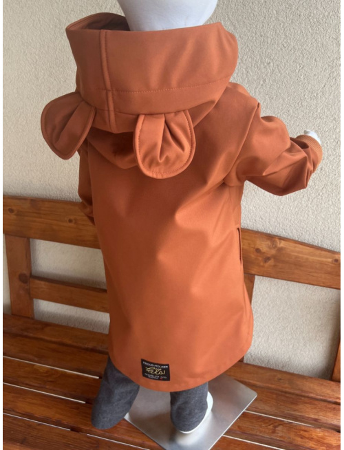 Rastúca softshell bunda s rovnozipsom, stojačikovou kapucňou a uškami - ALEX - jeseň/ZIMA