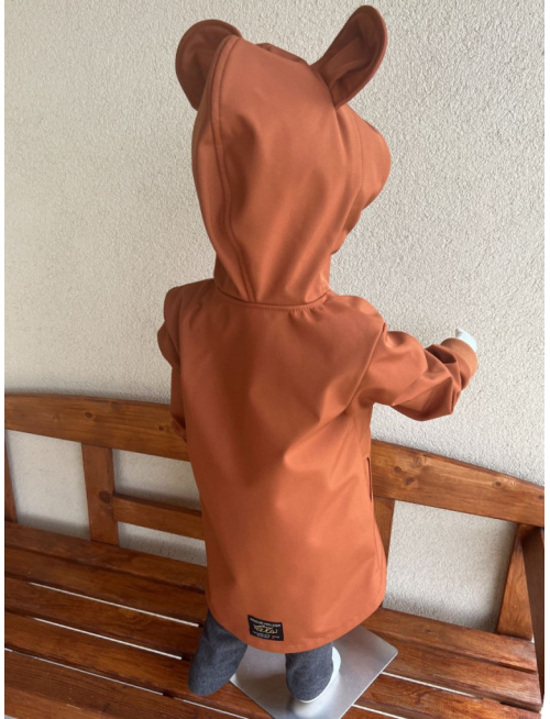 Rastúca softshell bunda s rovnozipsom, stojačikovou kapucňou a uškami - ALEX - jeseň/ZIMA