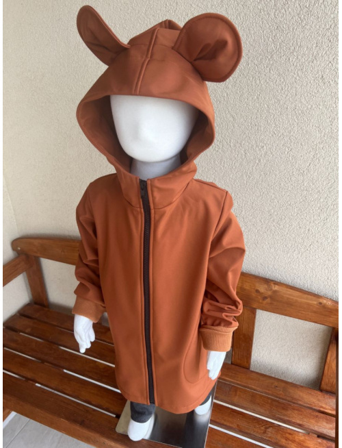 Rastúca softshell bunda s rovnozipsom, stojačikovou kapucňou a uškami - ALEX - jeseň/ZIMA