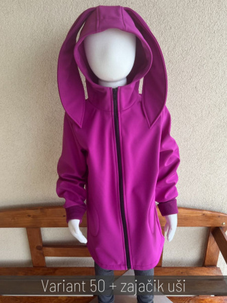 Rastúca softshell bunda s rovnozipsom, stojačikovou kapucňou a uškami - ALEX - jeseň/ZIMA