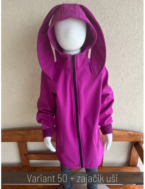 Rastúca softshell bunda s rovnozipsom, stojačikovou kapucňou a uškami - ALEX - jeseň/ZIMA