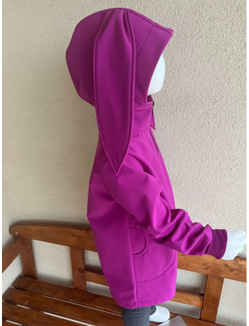 Rastúca softshell bunda s rovnozipsom, stojačikovou kapucňou a uškami - ALEX - jeseň/ZIMA