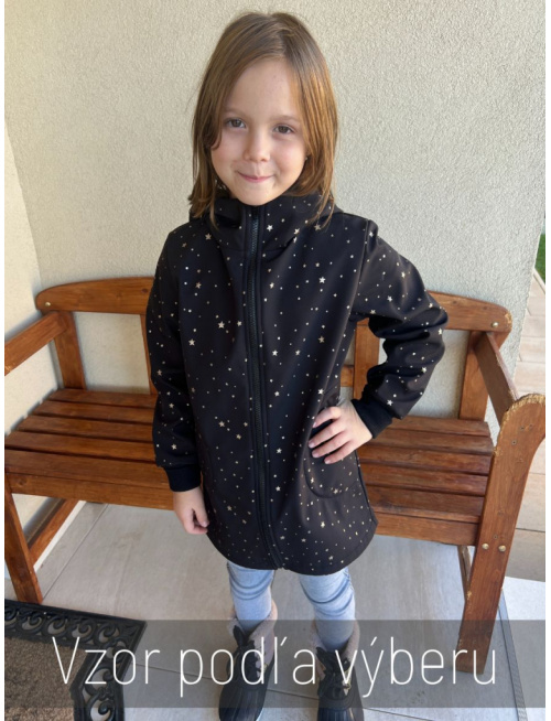 Rastúca softshell bunda s rovnozipsom a stojačikovou kapucňou - ALEX - vzorovaná - jeseň/ZIMA